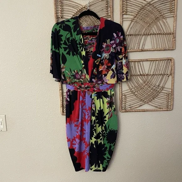 Anthropologie Ranna Gill Sabatina Mini Dress Stretch Boho Party Artsy Sz SP B20 - Picture 3 of 9